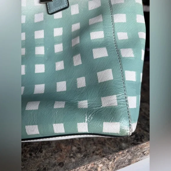 Coach Madison East/West Tote in Gingham Saffiano Leather - Picture 8 of 10